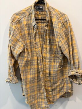 Bonobos Yellow and Gray Plaid Button-Down Shirt